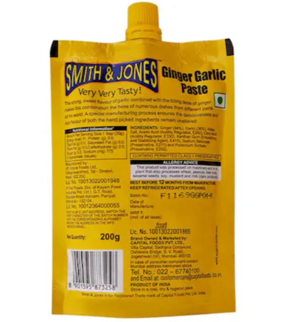 Smith & Jones Very very Tasty Ginger Garlic Paste, Thick Coarse, 200gm