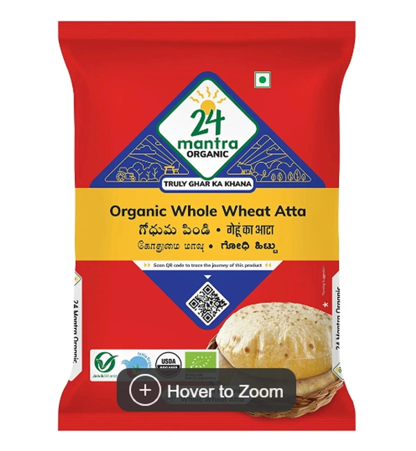 24 Mantra Organic Whole Wheat Atta, Truly Ghar Ka Khana, 1kg
