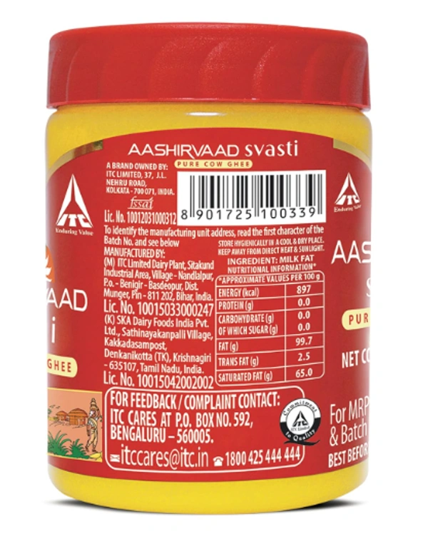 Aashirvaad Svasti Pure Cow Ghee - 200ml