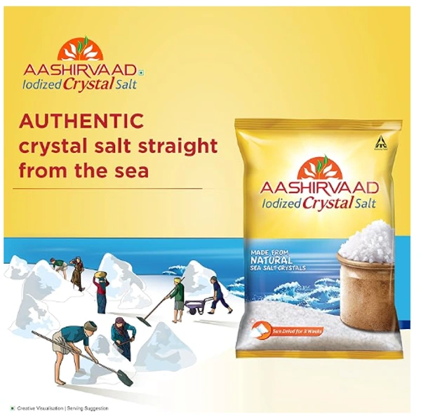 Aashirvaad Iodized Crystal Salt, 1kg