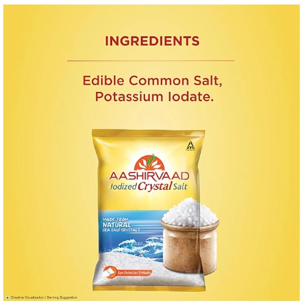 Aashirvaad Iodized Crystal Salt, 1kg