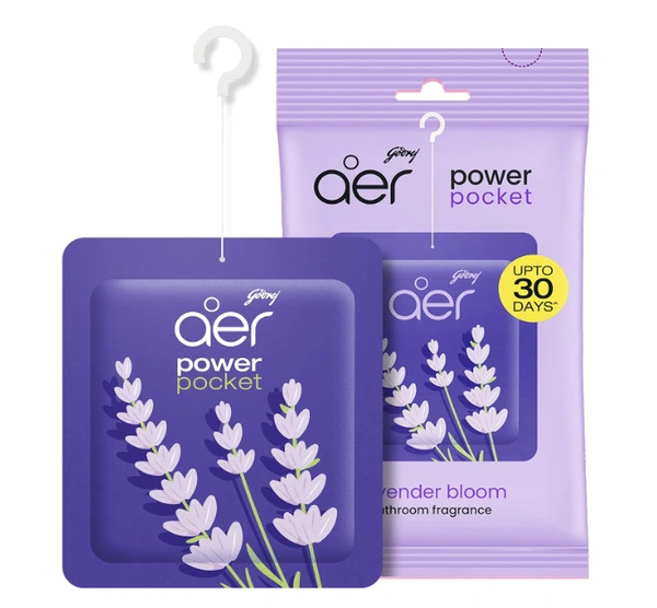 Godrej Aer Power Pocket Bathroom Fragrance, Lavender Bloom - 10gm