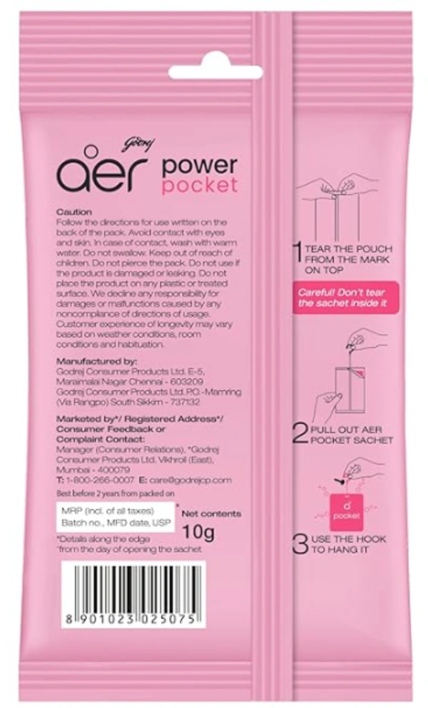 Aer Godrej Power Pocket bathroom Fragrance, Rose Fresh Blossom, Upto 30 days