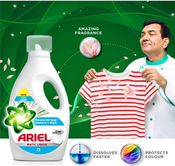 Ariel Matic Liquid Top Load, Removes Tough Stains - 1ltr