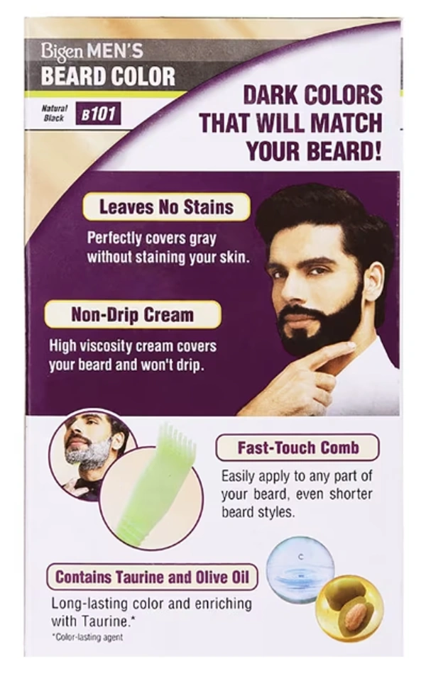 Bigen Mens Beard Color,Natural Black,B101-40gm