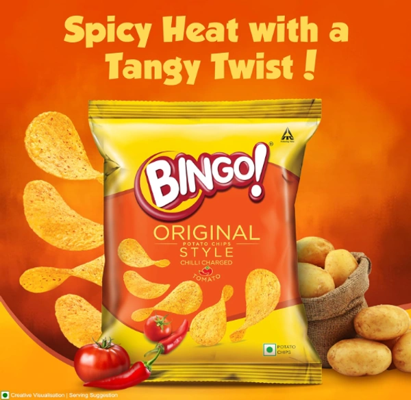 Bingo Original Potato Chips-Chilli Charged Tomato - 23gm
