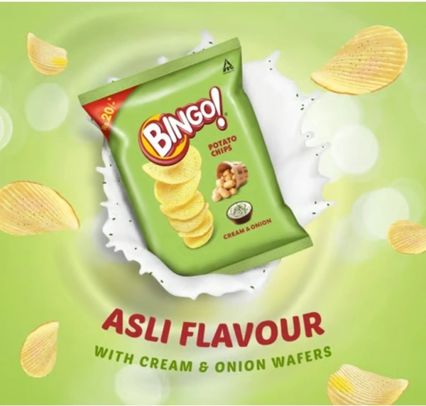Bingo Original Style Cream & Onion Sprinkled, Potato Chips, 21gm