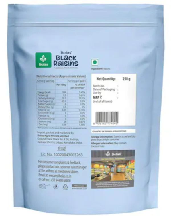 Bolas Black Raisins - 250gm
