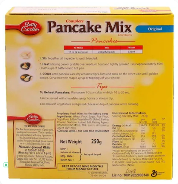 Betty Crocker Complete Pancake Mix-Classic, 250gm