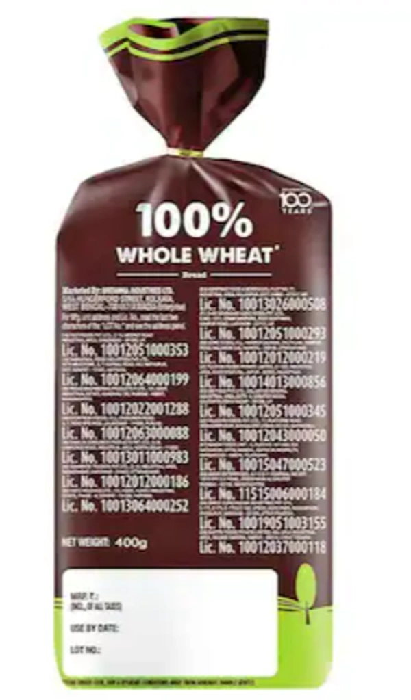 Britannia 100% Whole Wheat Bread-400gm