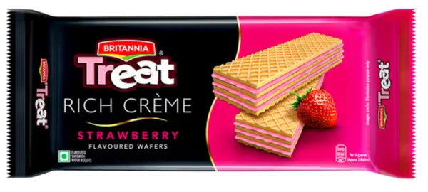 Britannia Treat Creme Wafers Strawberry - 60gm