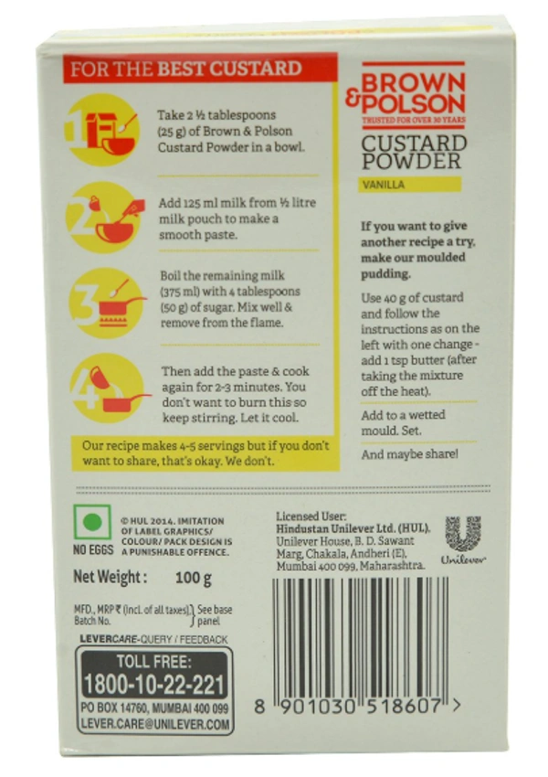 Brown & Polson Custard Powder, Vanilla-100gm