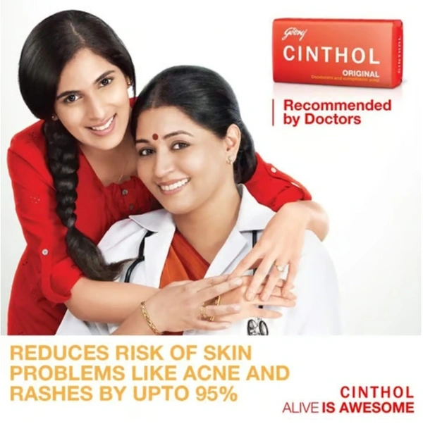 Cinthol Original Soap, Deodorant & Complexion Soap 4x150gm