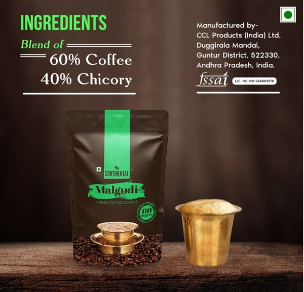 Continental Malgudi Fresh Filter Coffee, 60% Coffee-40% Chicory - 500gm