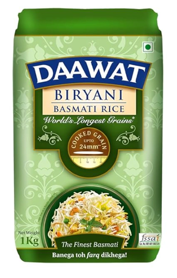 Daawat Biryani Basmati Rice, Worlds Longest Grains - 1kg