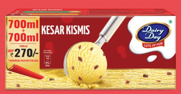 Dairy Day Kesar Kismis, Buy 1 Get 1 - 700ml+700ml