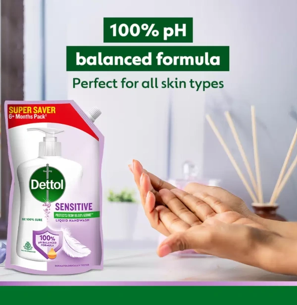 Dettol Sensitive Liquid Handwash, 100% PH Balanced Formula-675ml (Refill)