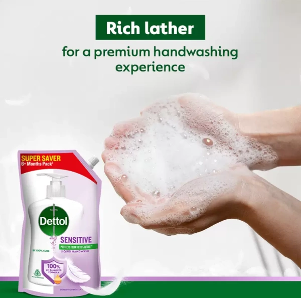 Dettol Sensitive Liquid Handwash, 100% PH Balanced Formula-675ml (Refill)