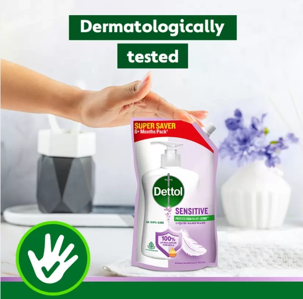 Dettol Sensitive Liquid Handwash, 100% PH Balanced Formula-675ml (Refill)