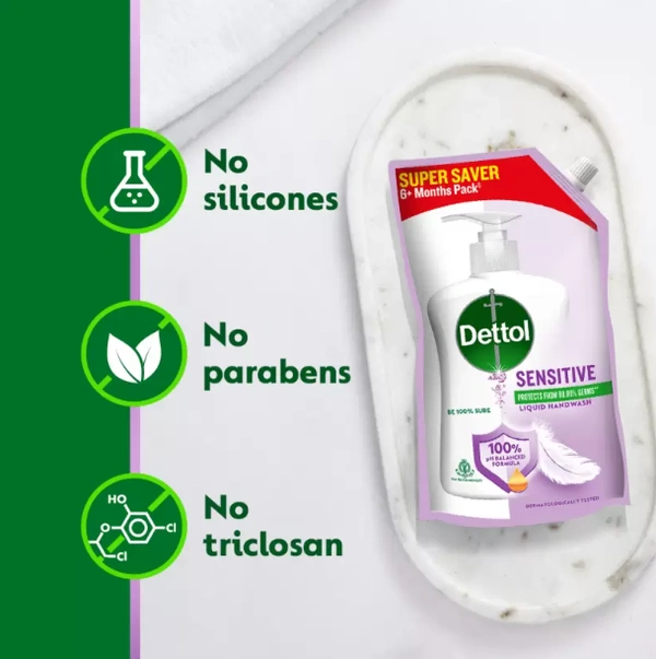 Dettol Sensitive Liquid Handwash, 100% PH Balanced Formula-675ml (Refill)