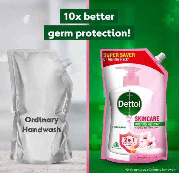 Dettol Skincare Liquid Handwash, 2 In 1 Protect & Care-675ml (Refill)