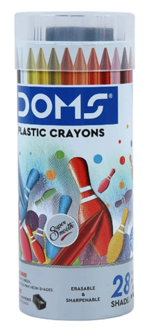 Doms Plastic Crayons, Round Tin Box - 28 Shades