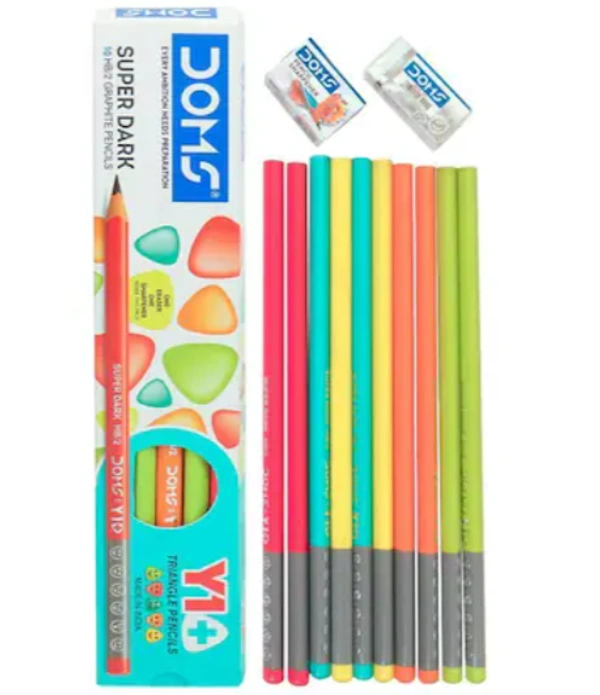 Doms Super Dark 10 HB/2 Graphite Pencils, Y1+