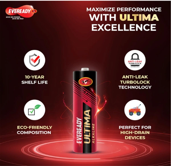 Eveready Ultima Alkaline AA Battery, 400% Longer Lasting