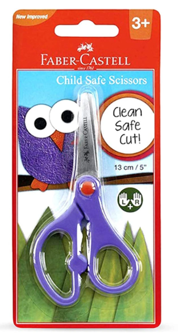 Faber-Castell Child Safe Scissors | Clean Safe Cut | 3+ (Colour May Vary) - 1pc