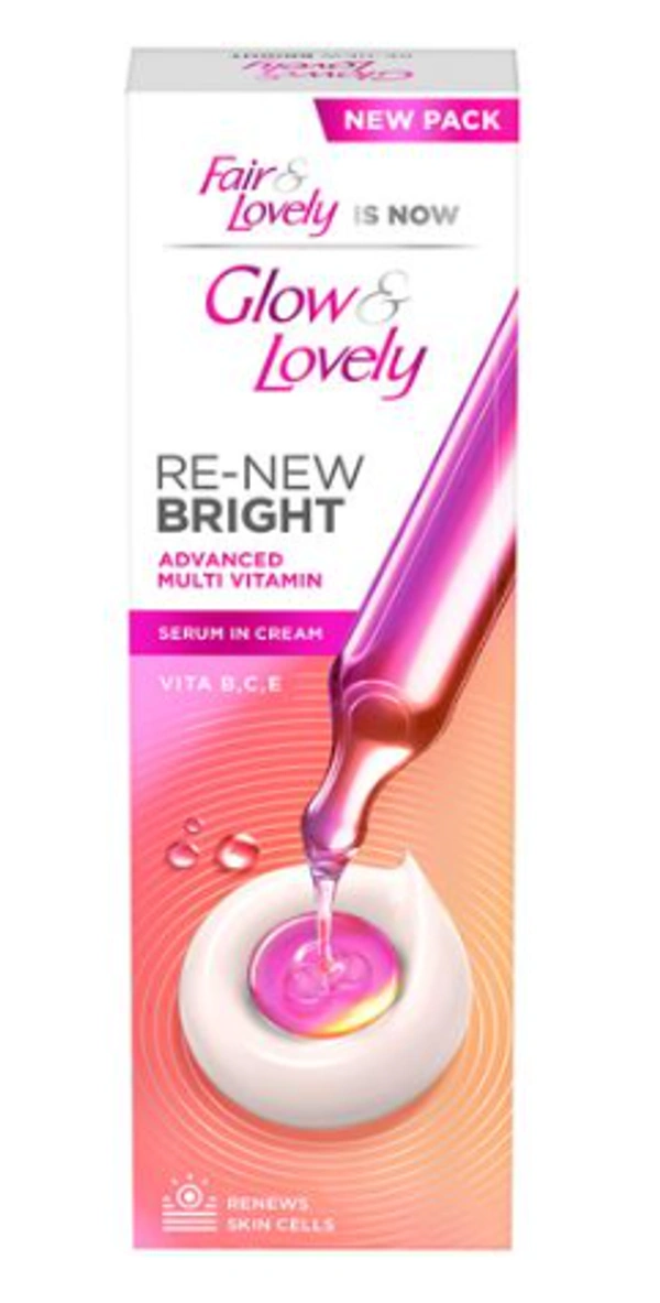 Fair & Lovely is now Glow & Lovely Advanced Multi Vitamin, Serum in Cream, Re-New Bright - 50gm