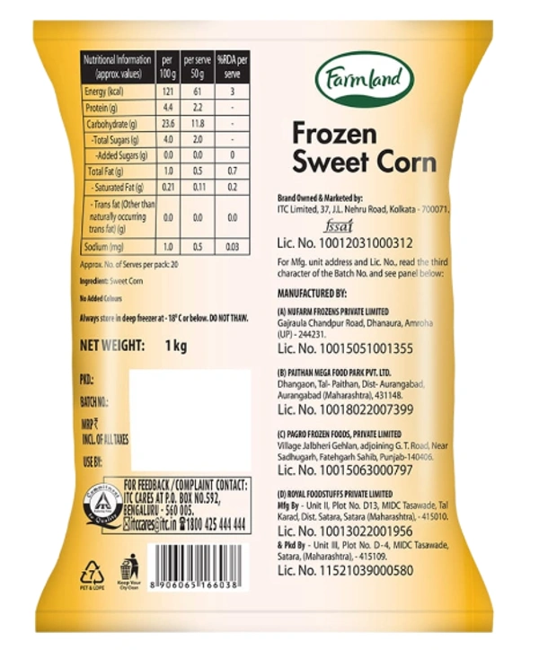 ITC Farmland Frozen Sweet Coran-1kg
