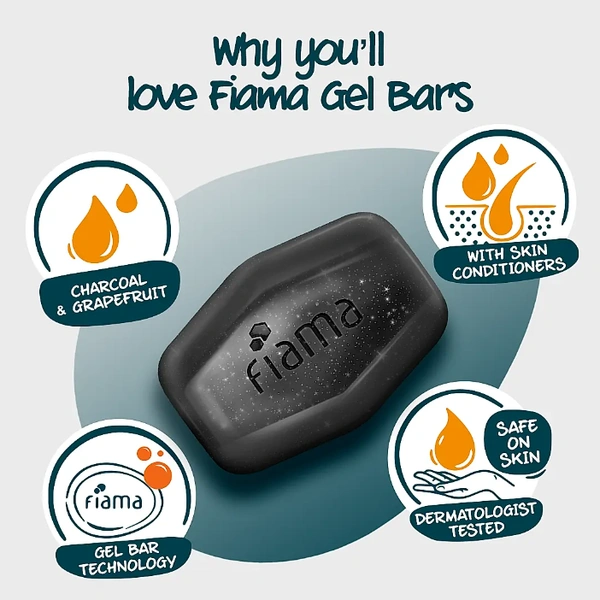 Fiama Gel Bar Charcoal & Grapefruit-2x125gm(Free Shower Gel Blackcurrant & Bearberry)
