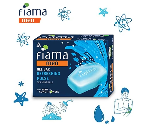 Fiama Gel Bar bathing soap,Sea Minerals-2x125gm(Free Shower Gel Blackcurrant & Bearberry)