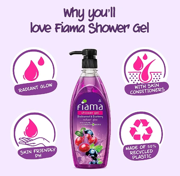 Fiama Shower Gel, Blackcurrant & Bearberry, 500ml
