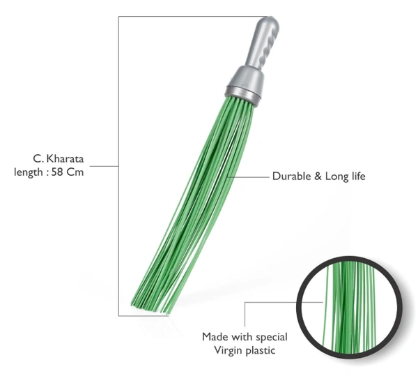 Gala Chandra Kharata, Strong Plastic Bristles Broom(Color may vary) - 1pc
