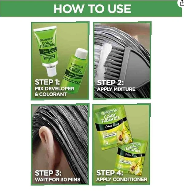Garnier Color Naturals Crème Hair Colour, 35ml ml + 30gm, Shade 3 Darkest Brown