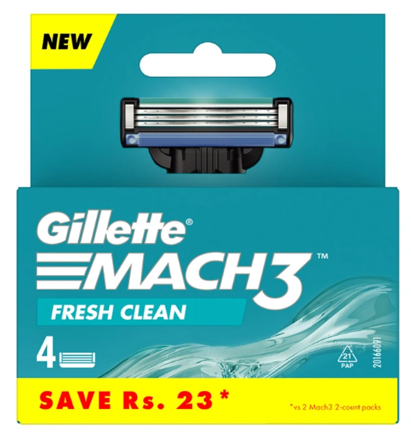 Gillette Mach3 Shaving Razor Fresh Clean - 4 Cartridges