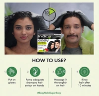 Indica Easy Shampoo Hair Color, Natural Black,10 Min Action-Buy 3 Get 1 Free - 100ml(4x25ml)