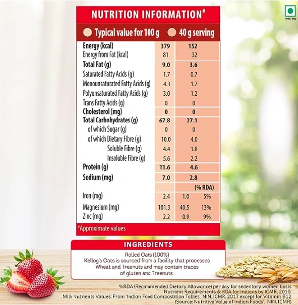 Kelloggs Oats,Rolled Oats,Trusted By Nutritionists-200gm