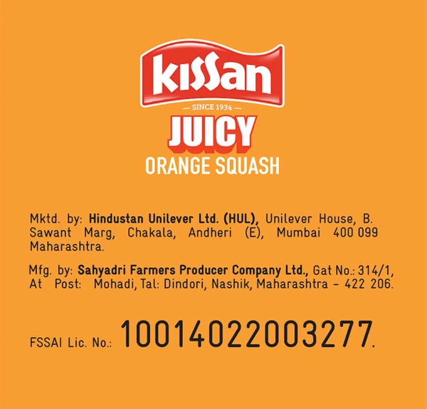 Kissan Juicy Orange Squash - 750ml