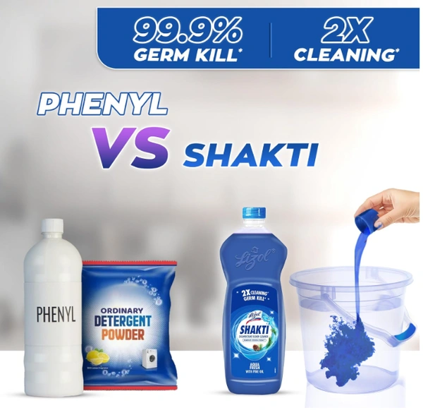 Lizol Shakti Disinfectant Floor Cleaner, Aqua Fresh with Pine Oil - 450ml