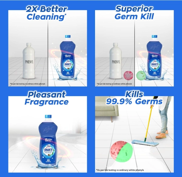 Lizol Shakti Disinfectant Floor Cleaner, Aqua Fresh with Pine Oil - 450ml