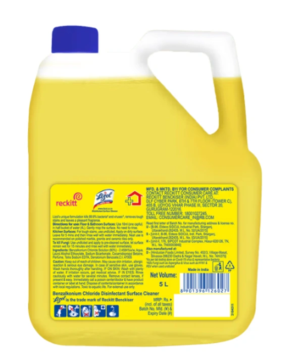 Lizol Disinfectant Surface Cleaner, Citrus-5ltr