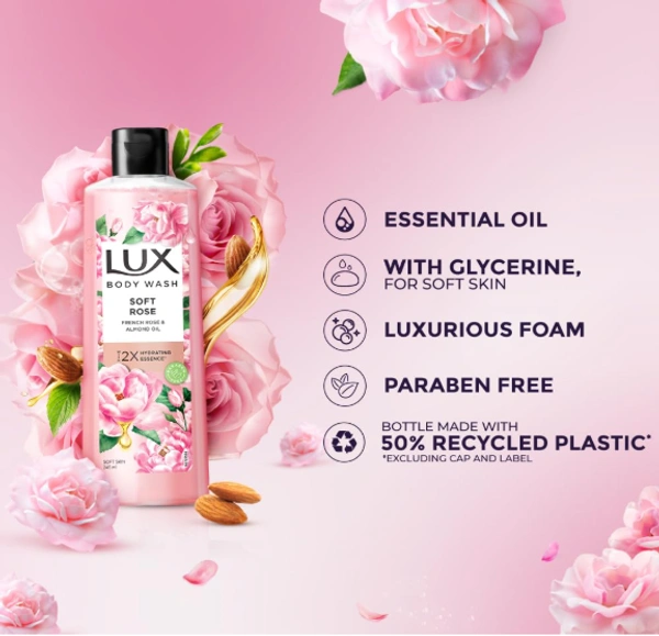 Lux Body Wash Soft Rose French Rose & Almond Oil-245ml