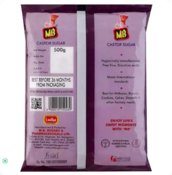 MB Castor Sugar, Refined Sugar-500gm