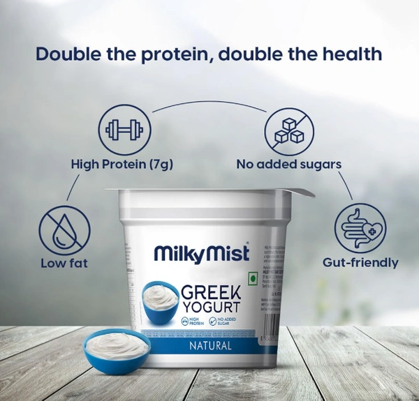 Milky Mist Greek Yogurt, Natural | 8gProtein|Probiotic - 100gm