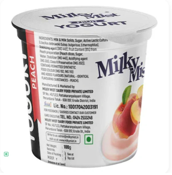 Milky Mist Fruit Yogurt - Peach, 100gm
