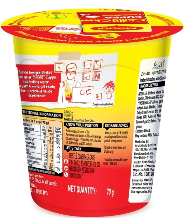 Maggi Chilly Chow Cuppa / Cup noodles-70gm
