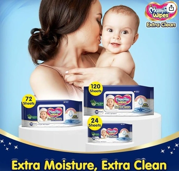 MamyPoko baby Wipes Extra Clean- Coconut & Aloe, 72 sheet