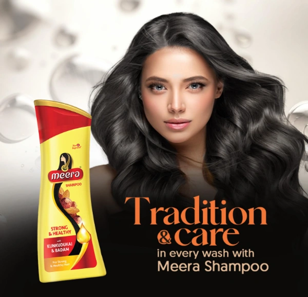 Meera Shampoo Strong & Healthy Kunkudukai & Badam - 180ml